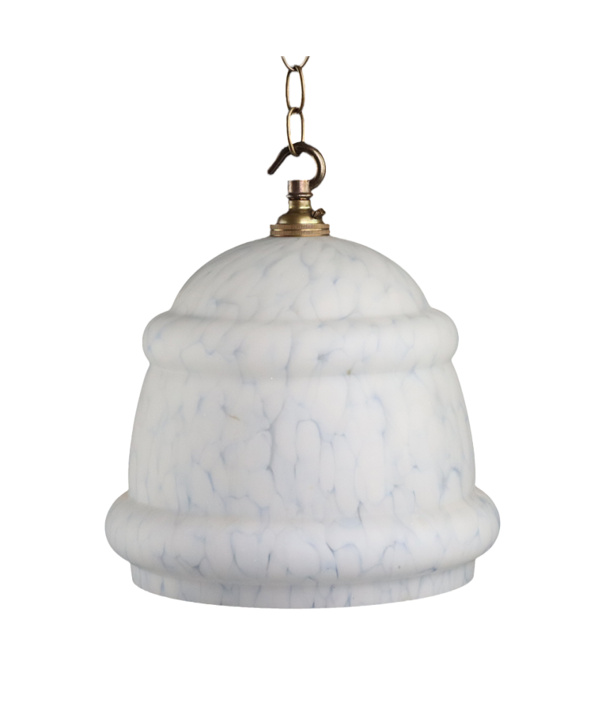 Mottled Blue and White Art Deco Light Shade with 30mm Fitter Hole