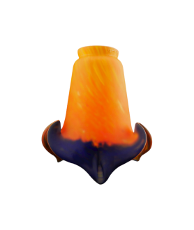 Pate De Verre Tulip Light Shade in Orange and Blue with 55-57mm Fitter Neck