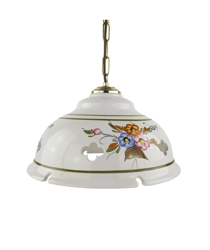 Ceramic Ceiling Shade Pendant Light with Flower Pattern