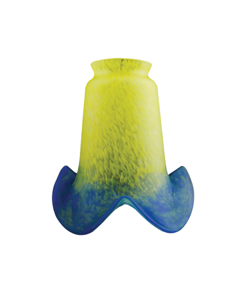 Yellow to Blue Pate de Verre Light Shade with 55-57mm Fitter Neck