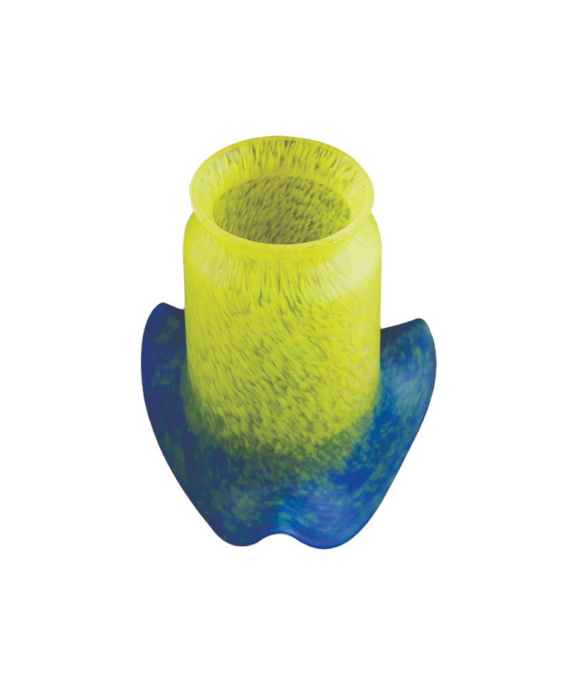 Yellow to Blue Pate de Verre Light Shade with 55-57mm Fitter Neck