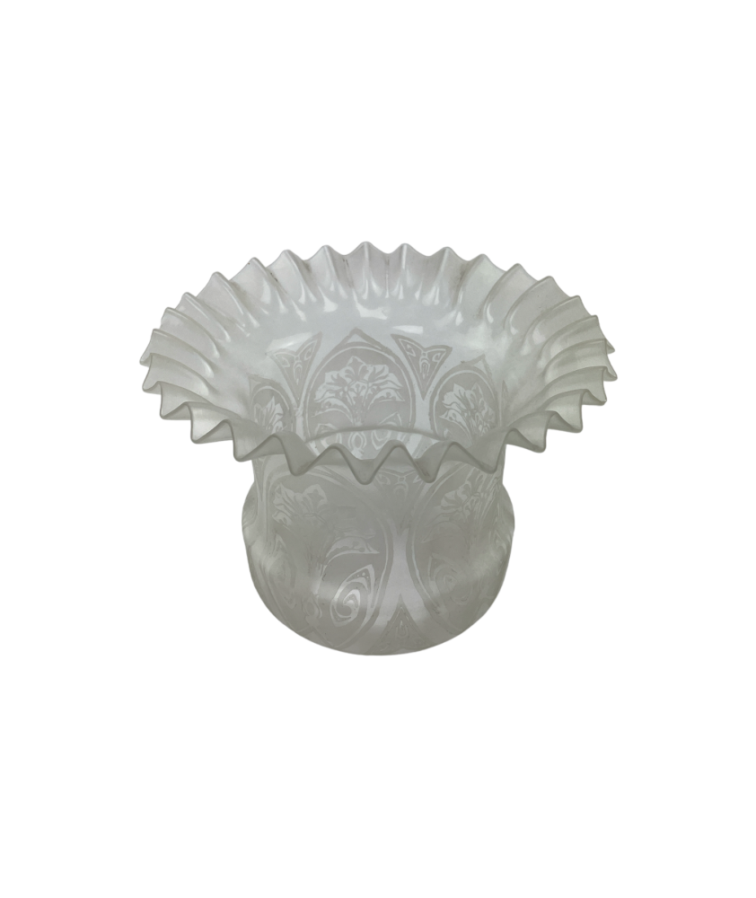 Original Frilled Top Victorian Oil Lamp Shade with 100mm Base 