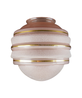 Pink Art Deco Globe Light Shade with Gold Band and Frosted Finish with 105mm Fitter Neck