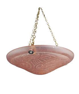 Pink French Flower Embossed Ceiling Bowl Shade complete with Chain