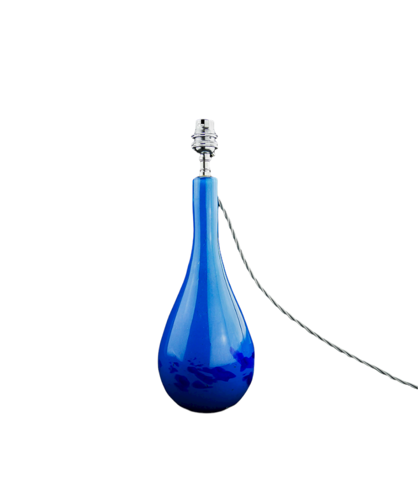 Scottish Blue Art Glass Lamp with Matching Vase