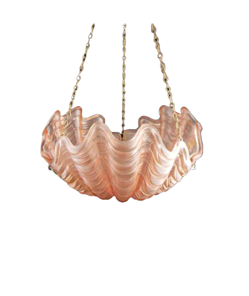Art Deco Hanging Pink Shell Light 
