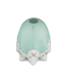 1950's Teal Tulip Shade with Rose Pattern and 30mm Fitter Hole