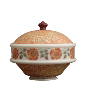 Orange and Opal Floral Patterned Ceiling Light Shade with 100mm Fitter Neck