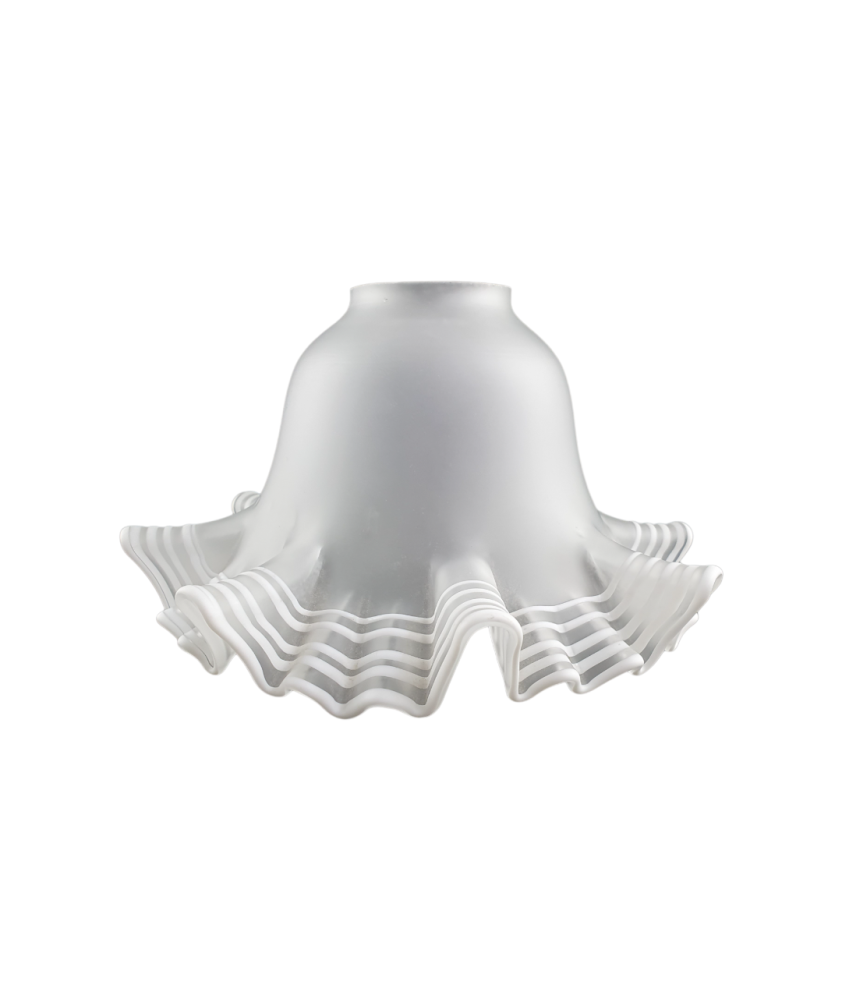 Christopher Wray Frosted Tulip Light Shade with Wavy Piped Edges and 42mm Fitter Hole