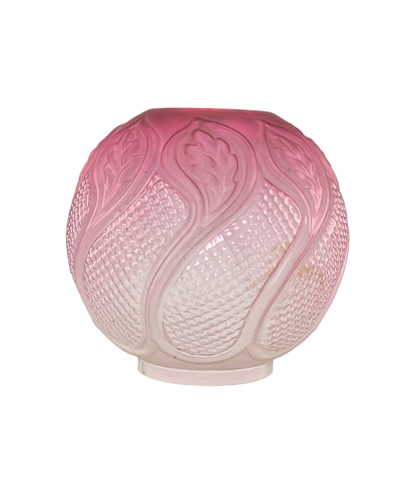Hobnail Embossed Cranberry to Clear Oil Lamp Globe with 100mm Base