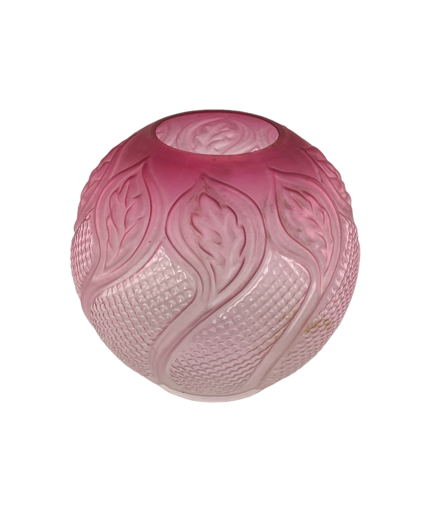 Hobnail Embossed Cranberry to Clear Oil Lamp Globe with 100mm Base
