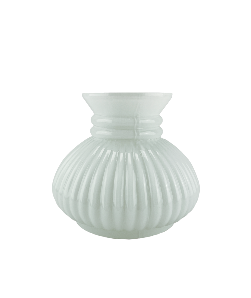 Small Ribbed Opal Vesta Oil Lamp Shade with 100mm Base