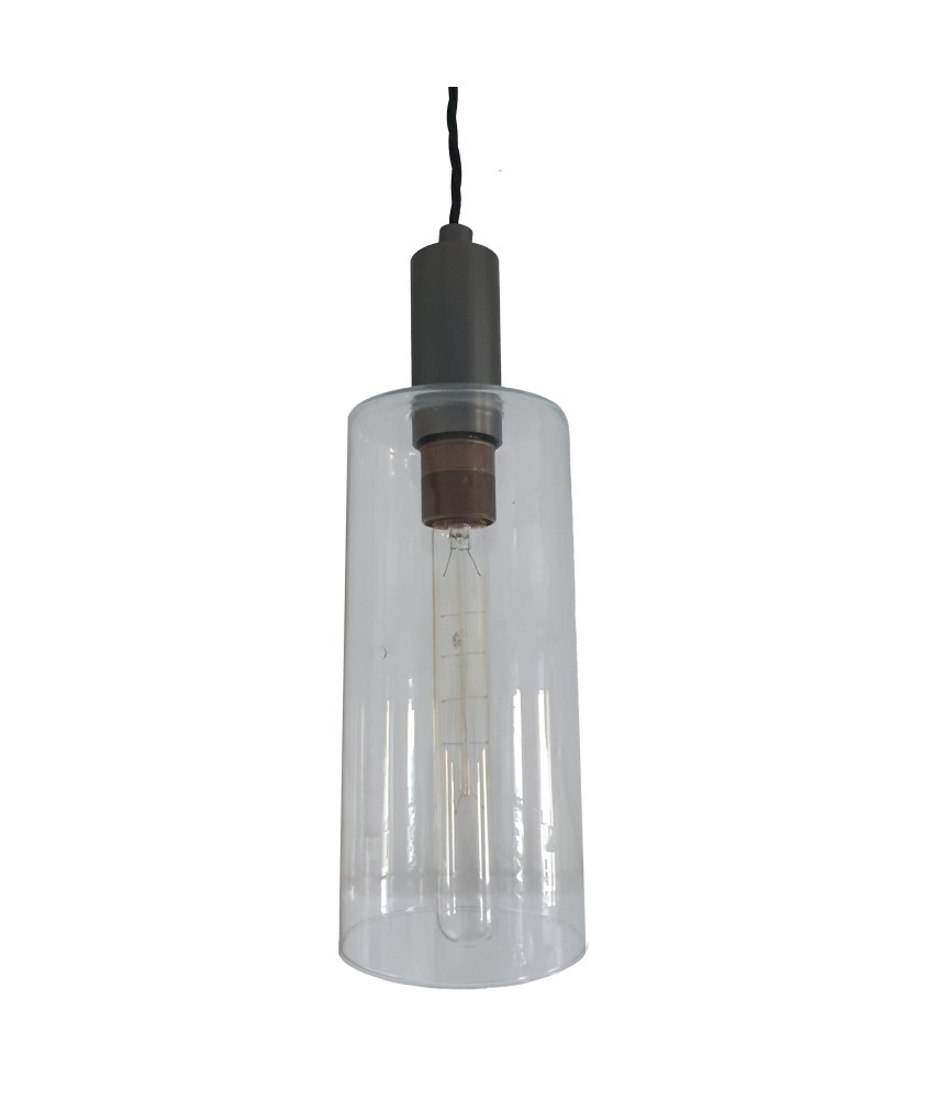 Clear Cylinder Pendant with E27 Fitting