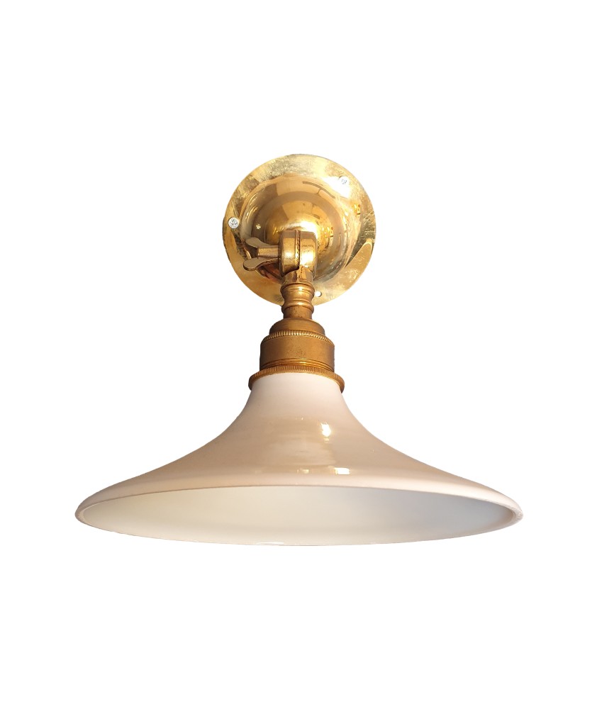 Brass Wall Light with Opal Coolie Shade