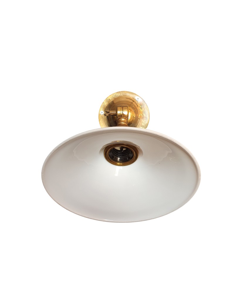 Brass Wall Light with Opal Coolie Shade