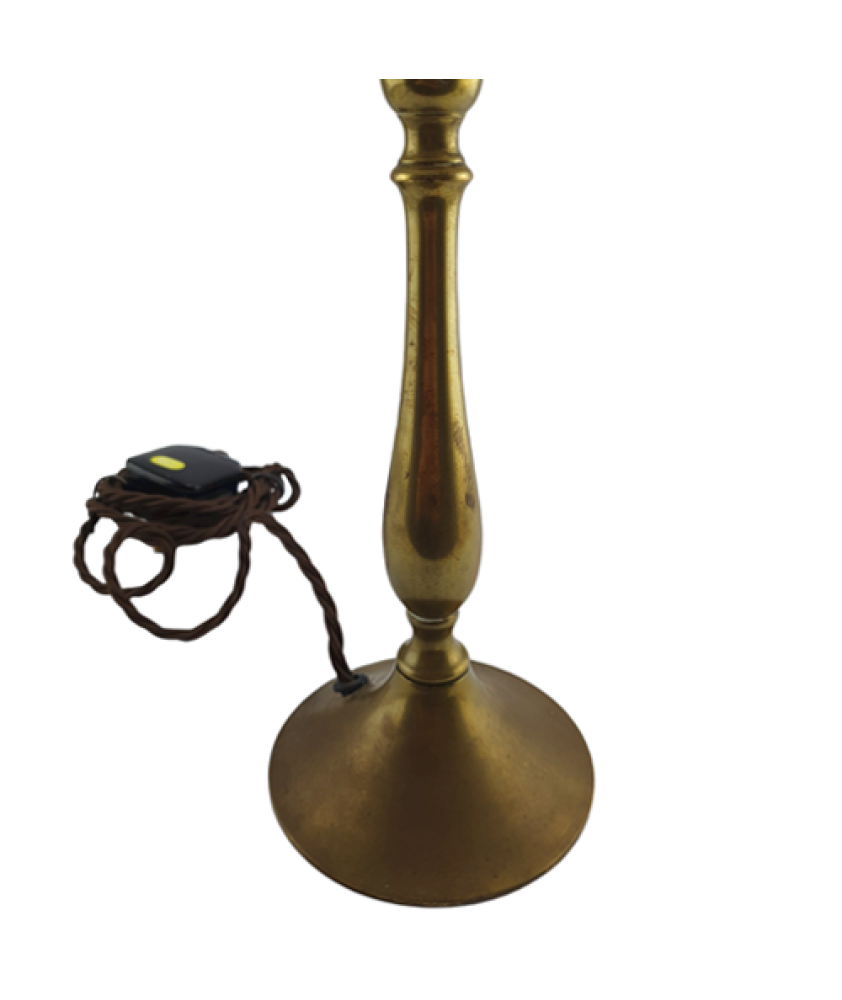 Elegant Small Brass Table Lamp with Cream Fabric Shade