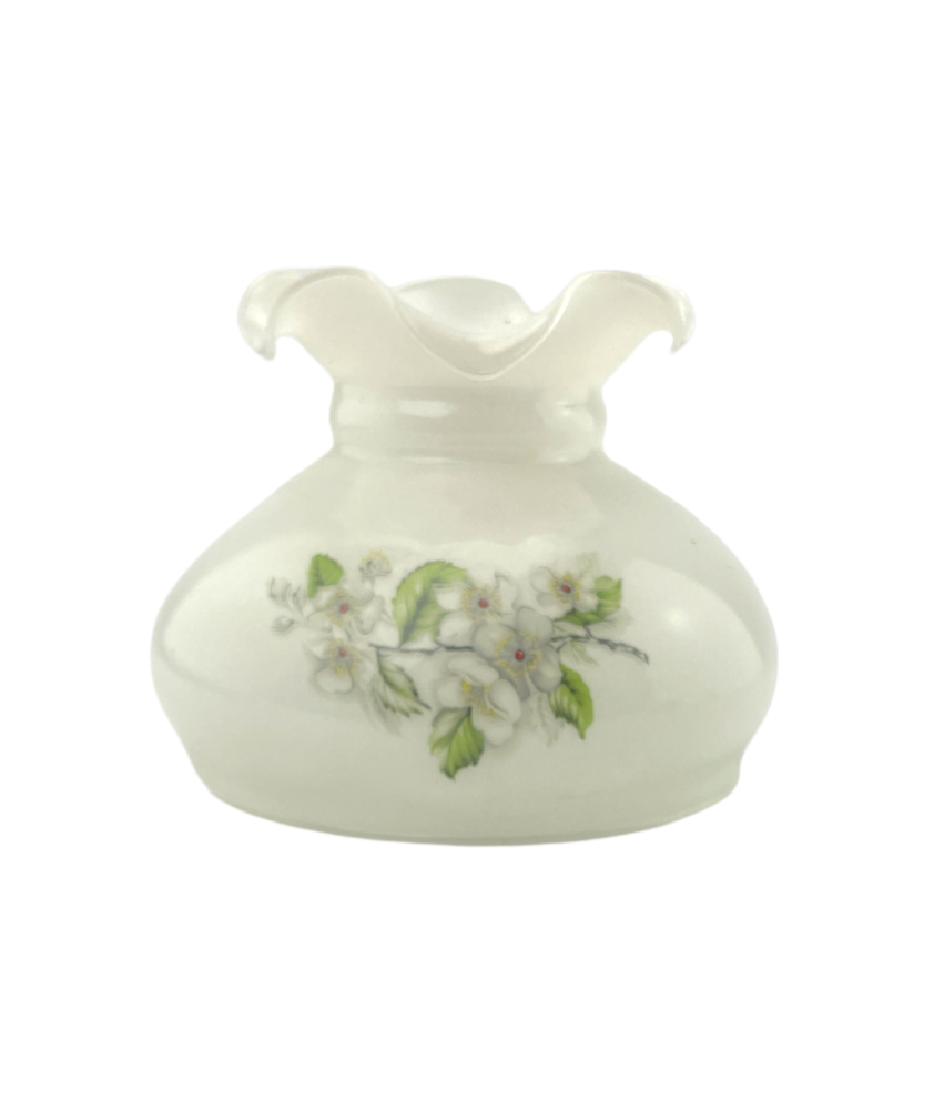 Opal Oil Lamp Vesta Shade with Floral Design and 190mm Base