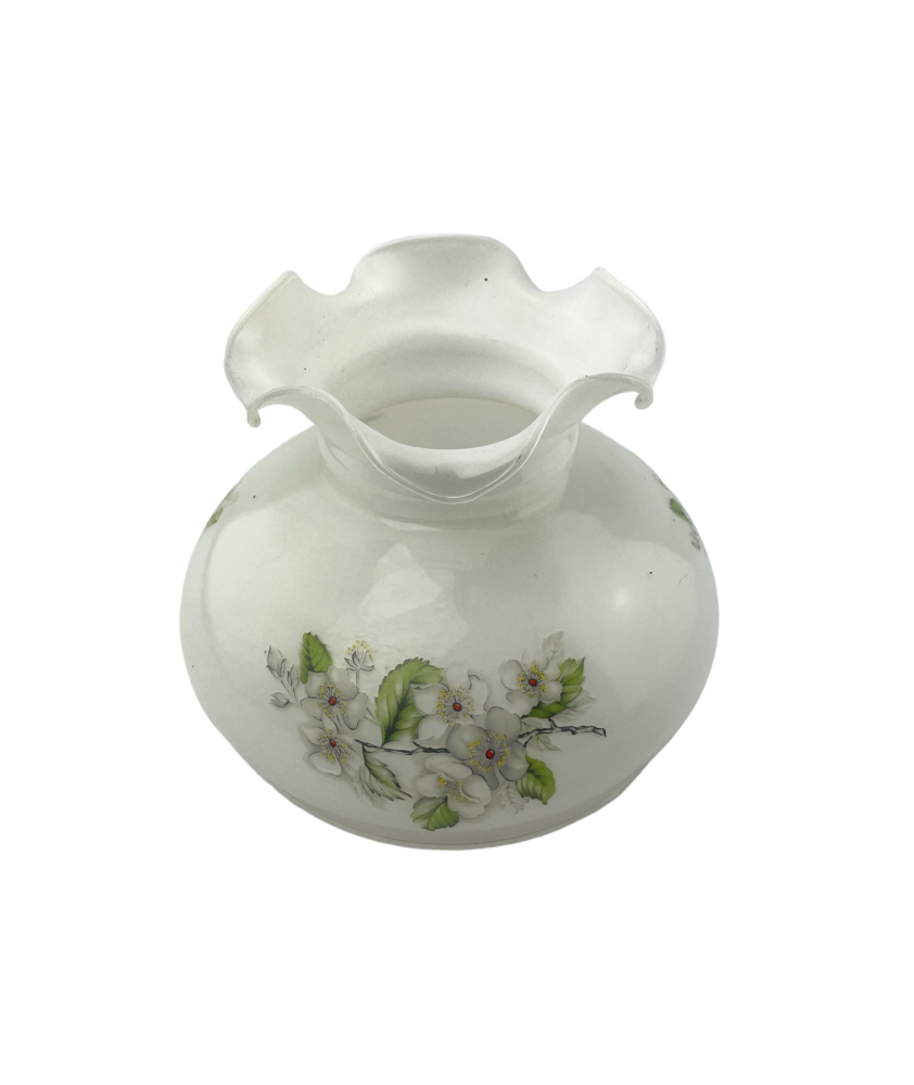 Opal Oil Lamp Vesta Shade with Floral Design and 190mm Base