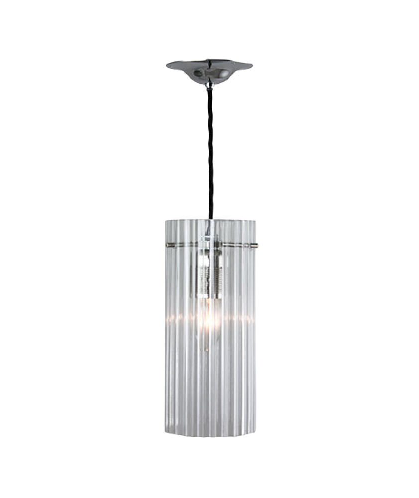 Reeded Clear Cylinder Pendant Copper