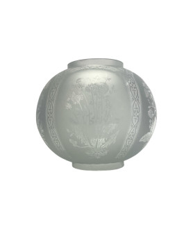 215mm Etched Oil Lamp Globe with 100mm Base for Double Wick Lamp 