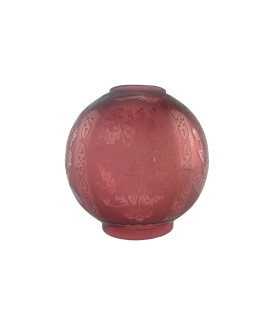 Ruby Red Oil Lamp Shade with 100mm( 4") Base for Duplex/Double Wick Lamps 