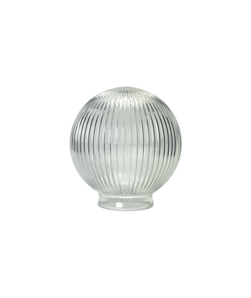 150mm Reeded Glass Globe with 80mm Fitter Neck (Clear or Frosted)