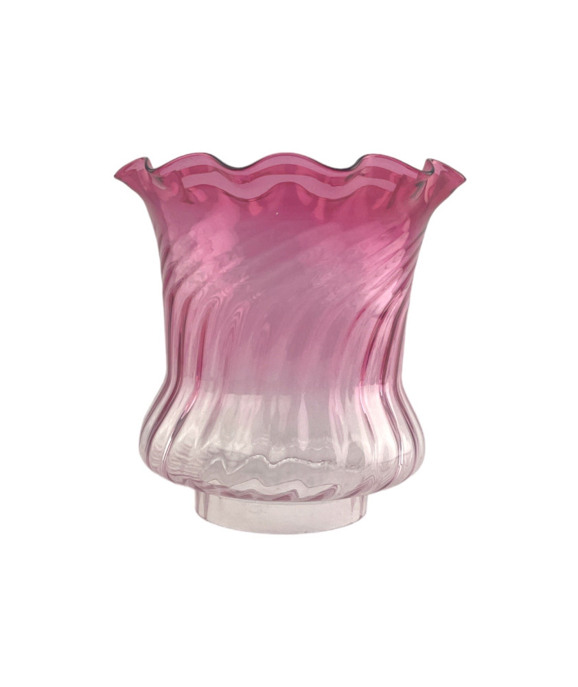 Cranberry to Clear Tulip Oil Lamp Shade with 100mm Base
