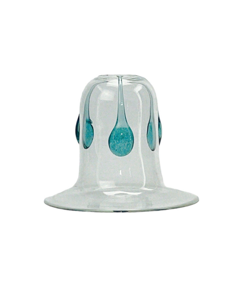 Art Deco Clear and Blue Bell Drip Light Shade with 28mm Fitter Hole