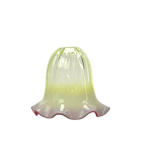 Vaseline Tulip Light Shade with Cranberry Tip and 28mm Fitter Hole