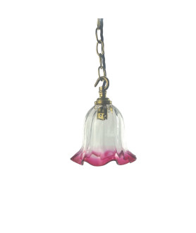 Clear Tulip Light Shade with Cranberry Tip and 30mm Fitter Hole