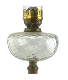 Brass Oil Lamp with Glass Font, Complete with Chimney