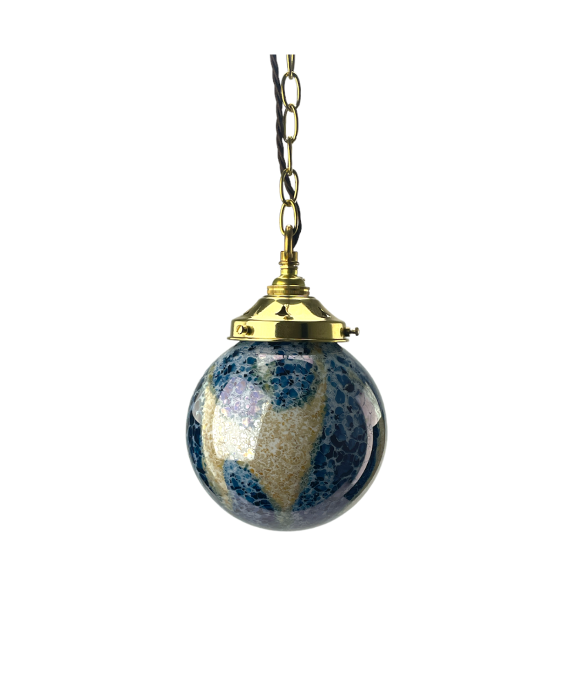 150mm Blue / Amber Marble Globe with 80mm Fitter Neck