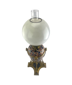 Complete Messenger Oil Lamp with Staffordshire Porcelain Base