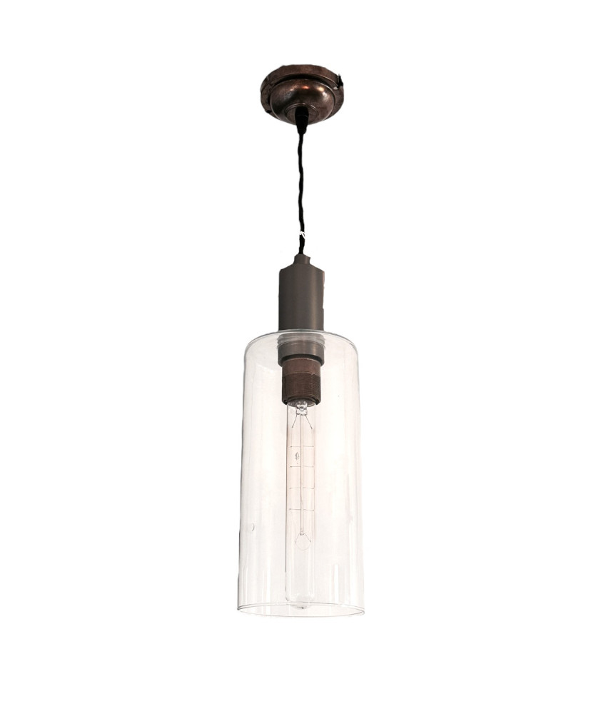 Clear Cylinder Pendant Light with E27 Fitting