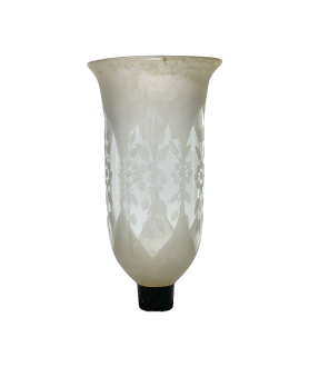 Frosted Hurricane Shade with Floral and Diamond Pattern and 40mm Base