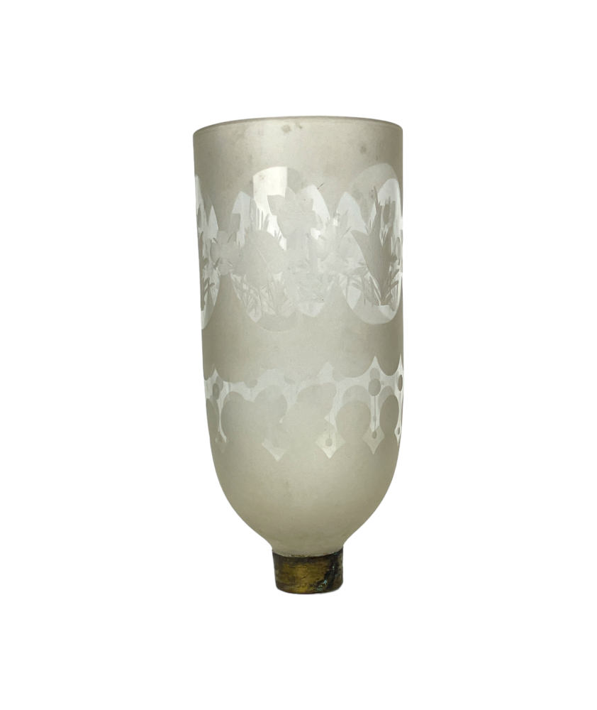 Frosted Hurricane Shade with Floral Pattern and 43mm Base