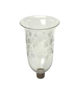 Clear hurricane Shade with Floral Pattern and 40mm Base