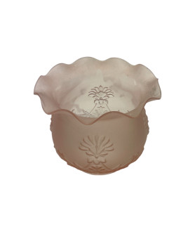 Pink Oil Lamp Shade with Embossed Floral Pattern and 100mm Base