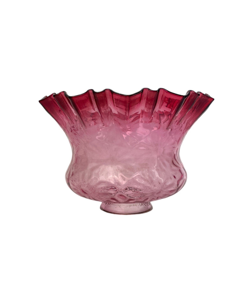 Original embossed Patterned, Cranberry Tipped Gas Shade with 65mm Base