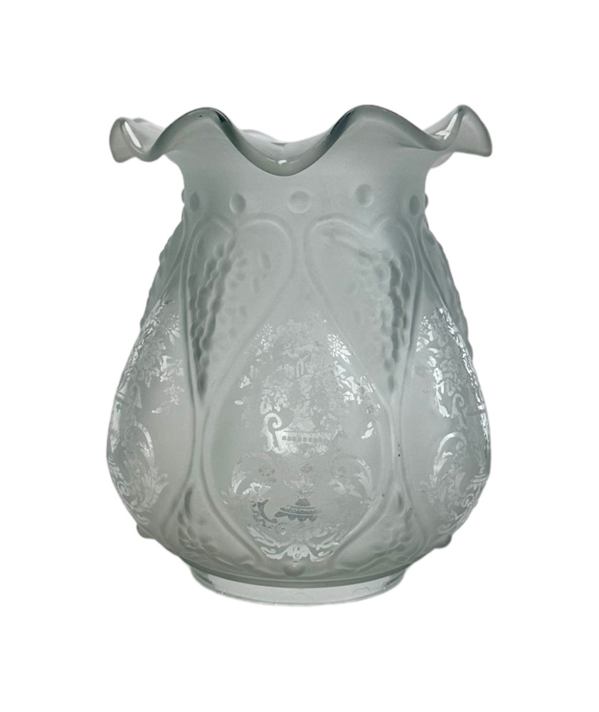 Embossed Floral Design Oil lamp Shade with 100mm Base