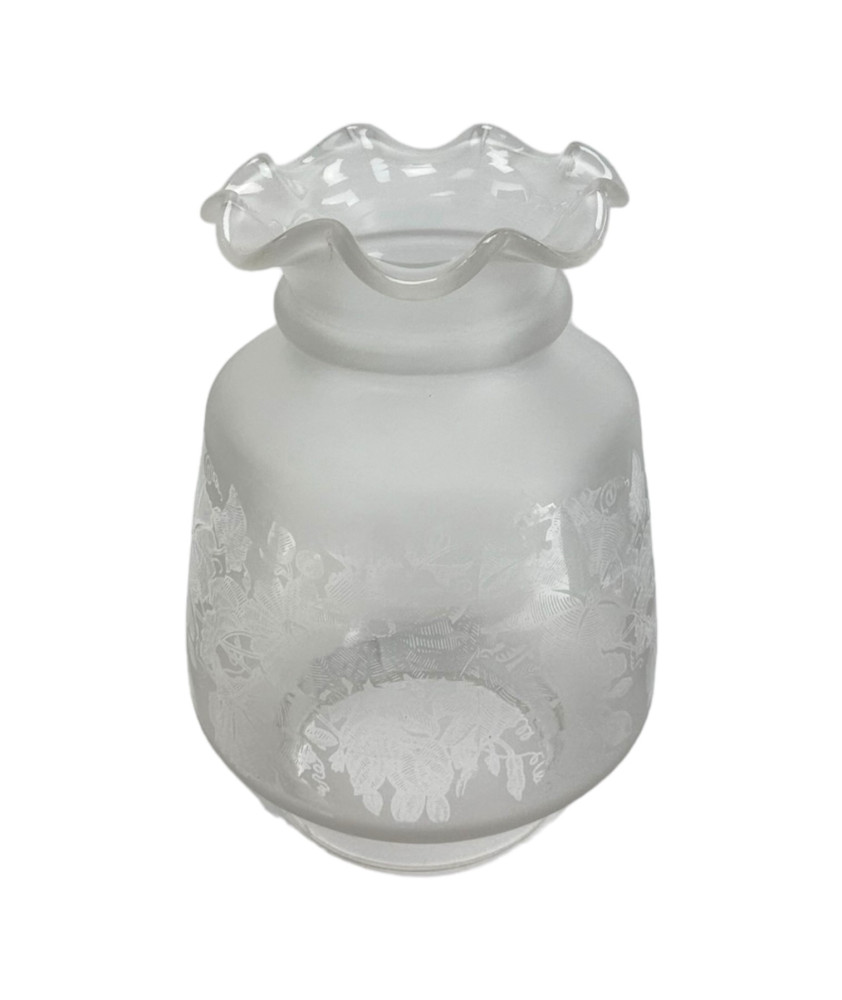 Frilled and Floral Oil Lamp Shade with 115mm Base