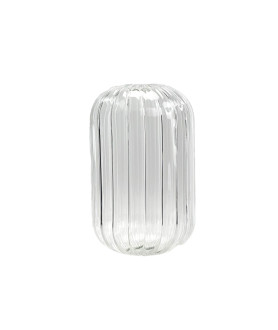 200mm Long Clear Ribbed Glass Light Shade with 30mm Fitter Hole