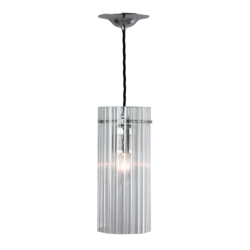 Ribbed Cylinder pendant Light Clear