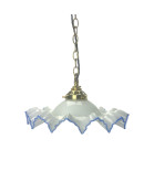255mm Flat Opal Coolie Light Shade with Blue Rim and 55mm Fitter Neck