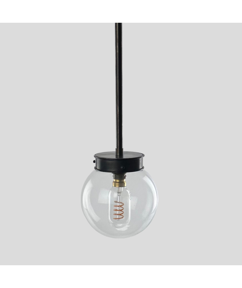 150mm Clear Globe Rod Pendant (Various Finishes)