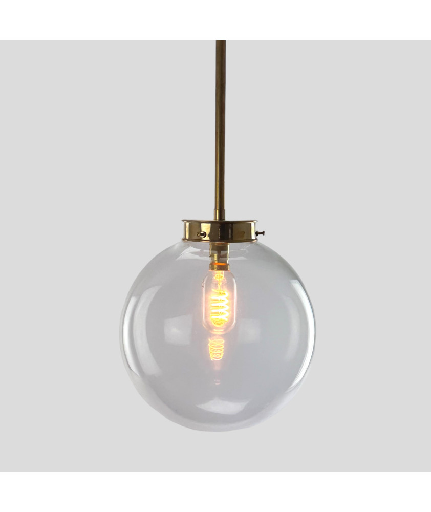 250mm Clear Globe Rod Pendant (Various Finishes)