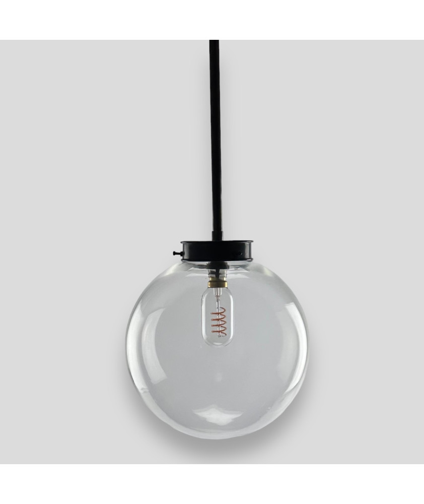 250mm Clear Globe Rod Pendant (Various Finishes)
