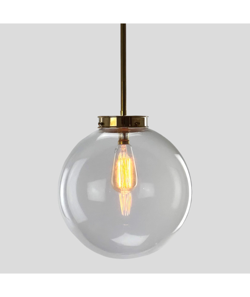 300mm Clear Globe Rod Pendant (Various Finishes)