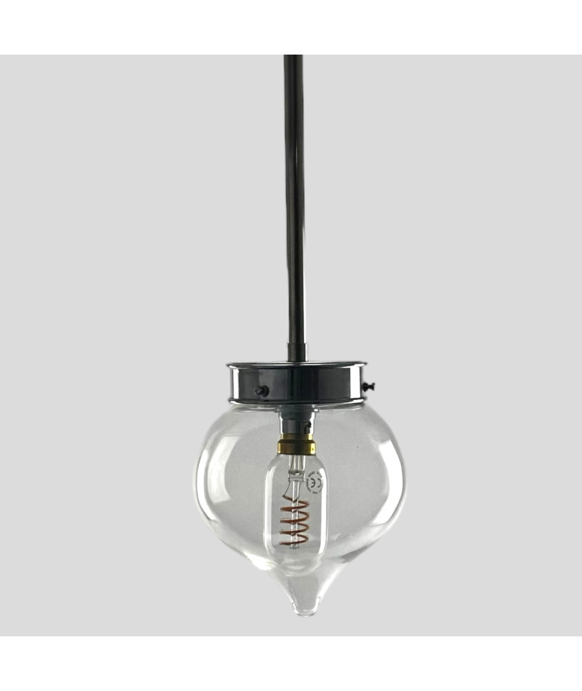 142mm Clear Pumpkin Rod Pendant (Various Finishes)