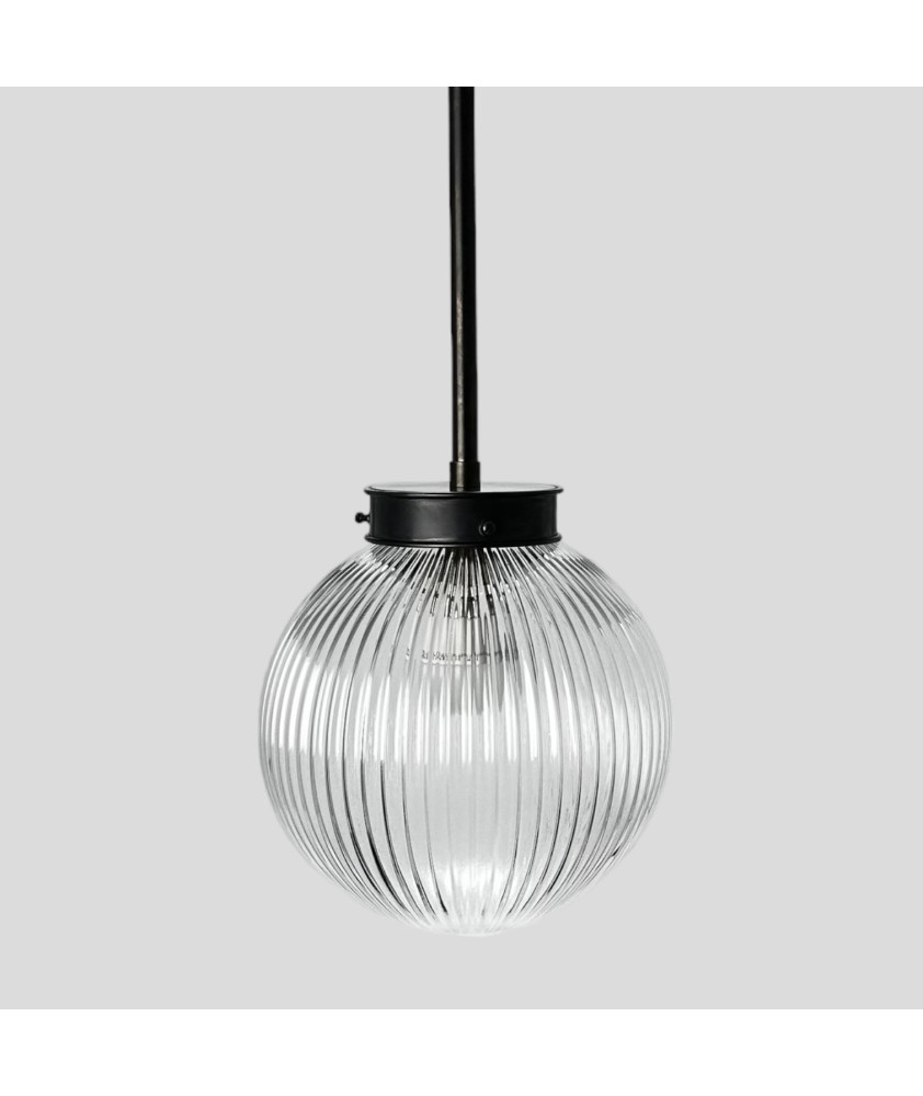 200mm Reeded Globe Rod Pendant (Various Finishes)